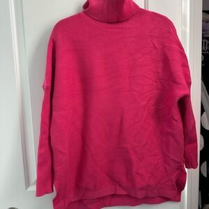Hot Pink Turtleneck Sweater